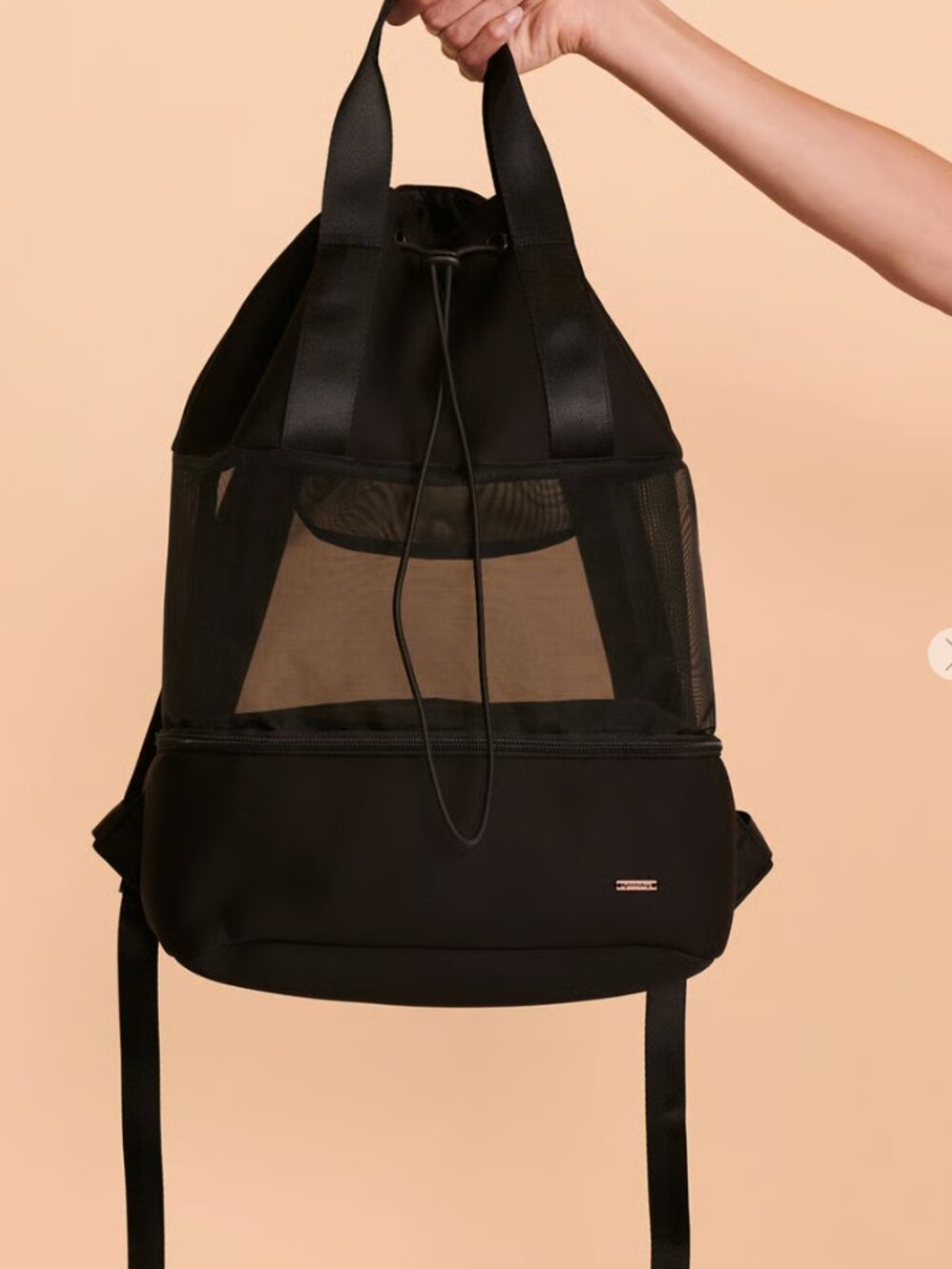 NWT My Bikini Story Black Mesh Backpack Beach Pool Gym Bag